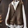 Strickweste mit Spitzenapplikationen und V-Ausschnitt, locker geschnitten, ideal zum Layern, Herbst-Winter-Mode, Oversize-Design, ärmellos