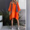 Stile Estivo Ampio Casual Monocolore Maniche a Tre Quarti Abiti Casual in Cotone Lino