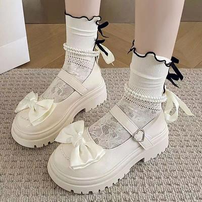 Mode Söt Rosett Plattforms Lolita Skor Dam Lyx Pärla Ankelsölja Mary Janes Skor Dam Akademi stil Kawaii Cosplay JK skor