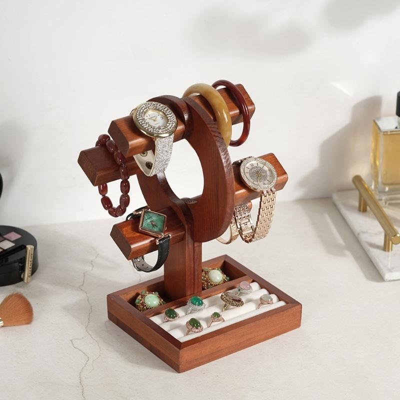 Multipurpose Adjustable Sturdy Wood Jewelry Display Stand for Watches Bracelets and Bangles Elegant Showcases