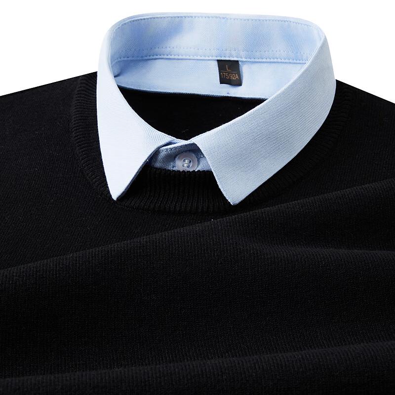 

FAPAI Men s Solid Faux Two-Piece Knit Sweater L 50