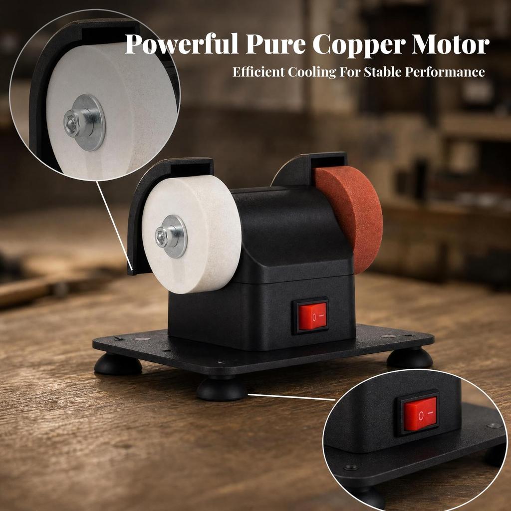 AdjustableSpeed Mini Benchtop Grinding Wheel Machine | spacesavingSaving Design, Bench Grind with