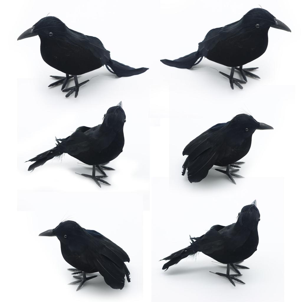 136pcs Black Simulation Crow Model Halloween Hunting Decor Bird Decor Party