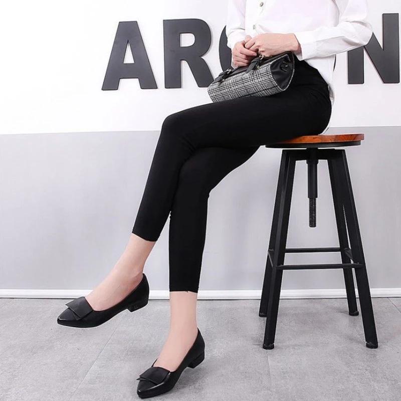 Fashion Moccasins Square Heels Women's Shoes Office Formal Ladies Pumps Black Pointed Toe Low Heel Elegant 39 on Promotion Non Slip Y2k