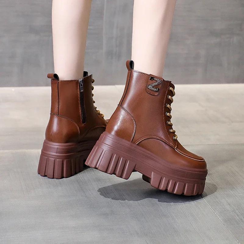 Fashion 2024 Spring Autumn British Style Retro Black Ankle Boots for Women's New Platform Thick Heel Short Boots High Heels Women Shoes