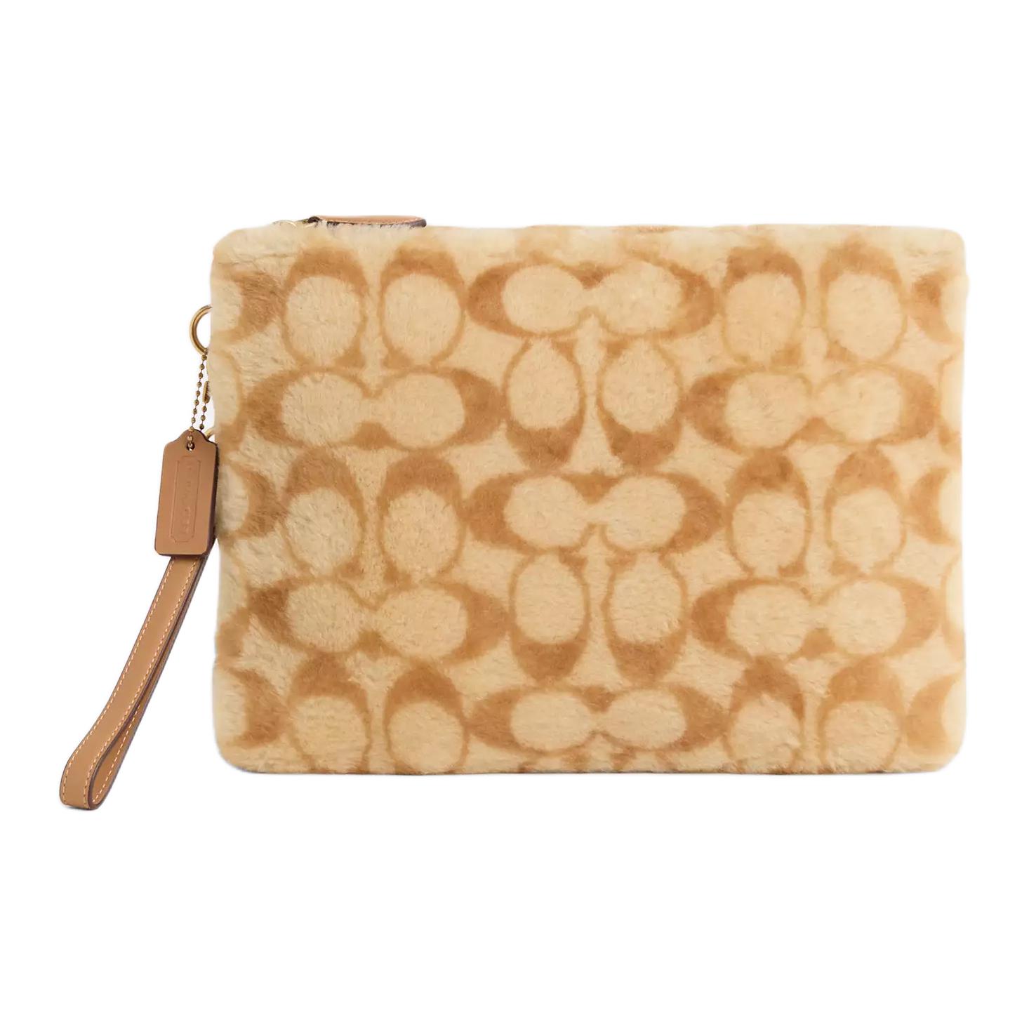 Coach Charter 29 Signature Print Wool Leather Combination Glove Tanned Leather Clutch Bag Large Women clutch bag Natural CAG39-UPZ Basic Set BagDust Bag 14390₽