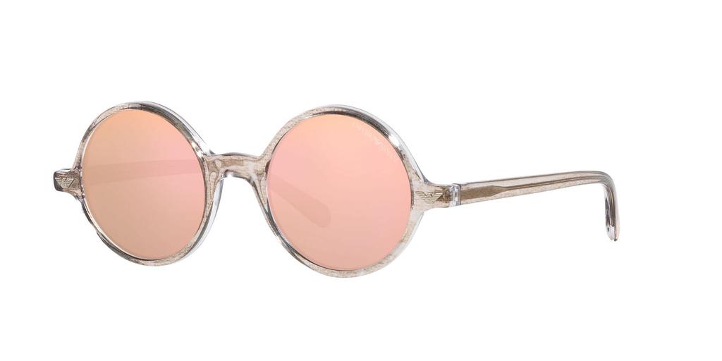 Emporio Armani EA 501M Crystal Brown Pattern Mirror Rose Gold Size 47 Sunglasses, Frame/Grey Lens,