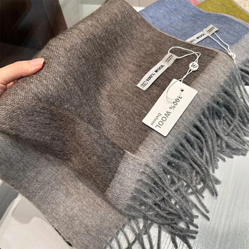 Australian Pure Wool Scarf Women Long Fringed Warm Cashmere Shawl Winter Warm Knitted Neck Scarf Wrap Women'S Accessories