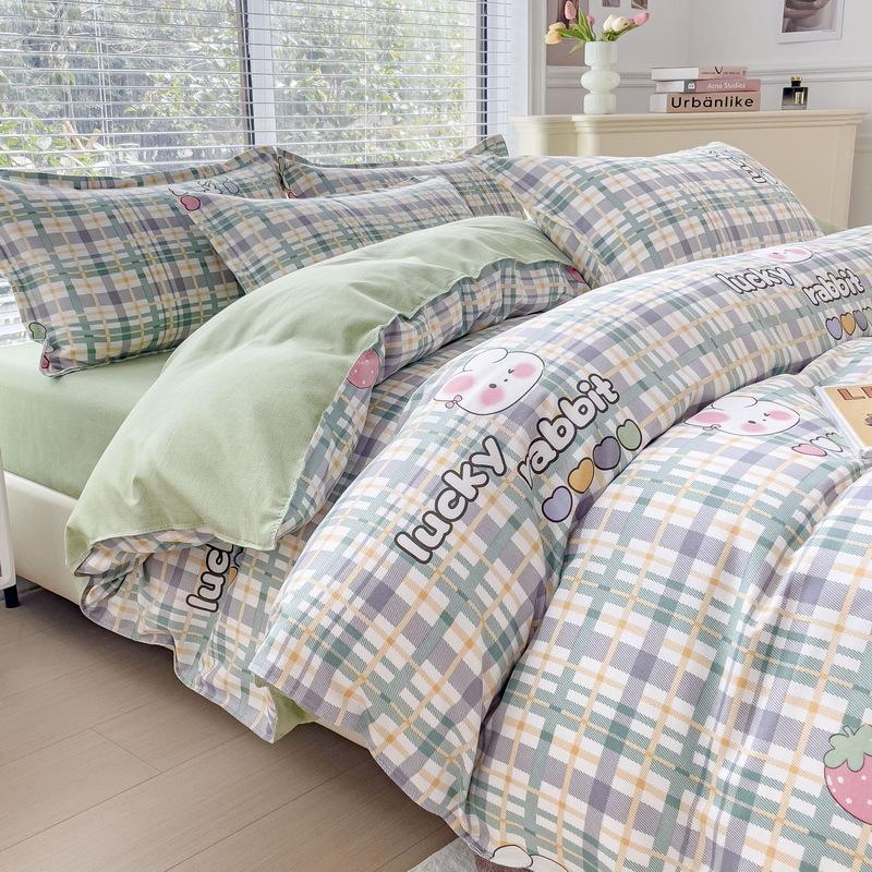 Skin-friendly Cotton Four-piece Dormitory Three-piece Bed Sheet Quilt Cover Bedding