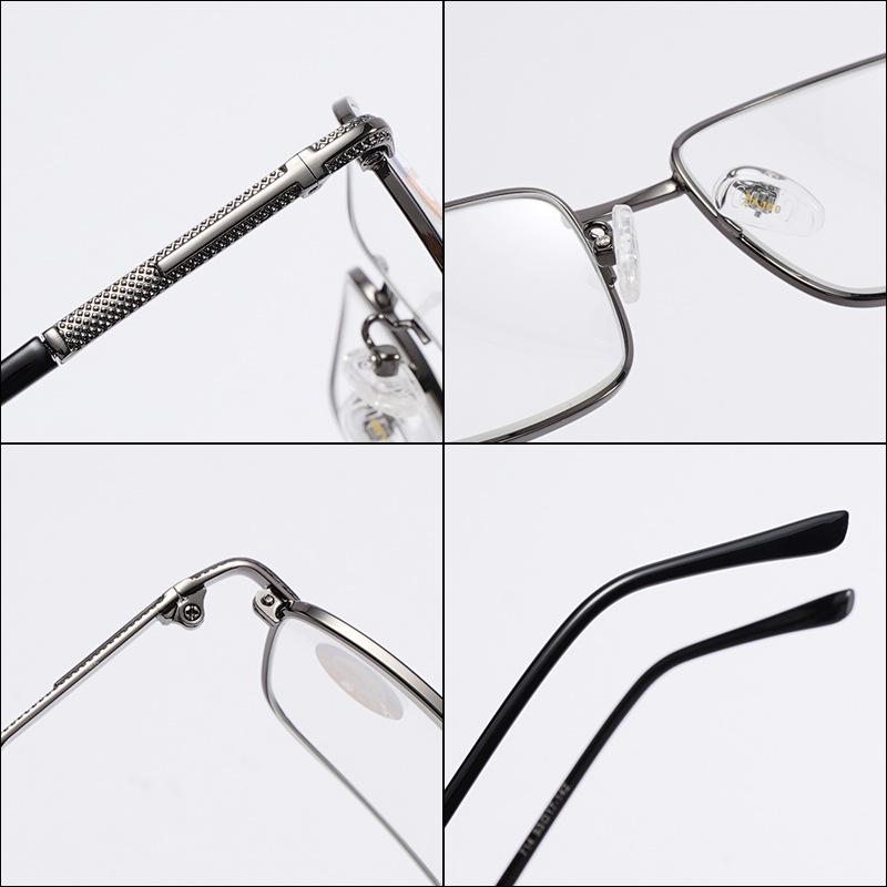 Fashionable Metal Square Frame Reading Glasses for Elderly Men - 100% Anti-Blue Light, Ready Stock