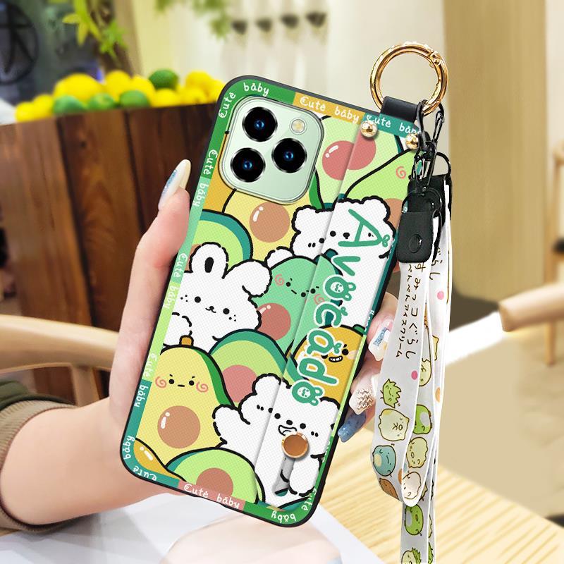 Durable Kickstand Phone Case For Oukitel C21 Pro Wrist Strap Dirt-resistant Phone Holder Cartoon Cute Fashion Design