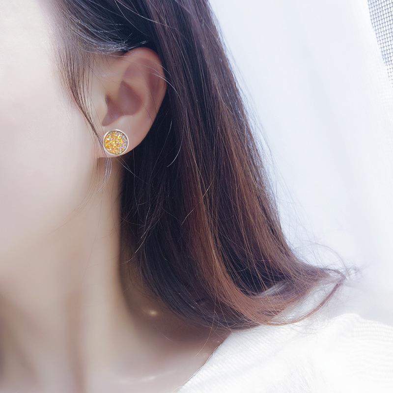 6 Pairs Stainless Steel Shiny Austrian Crystal Round Stud Earrings Set