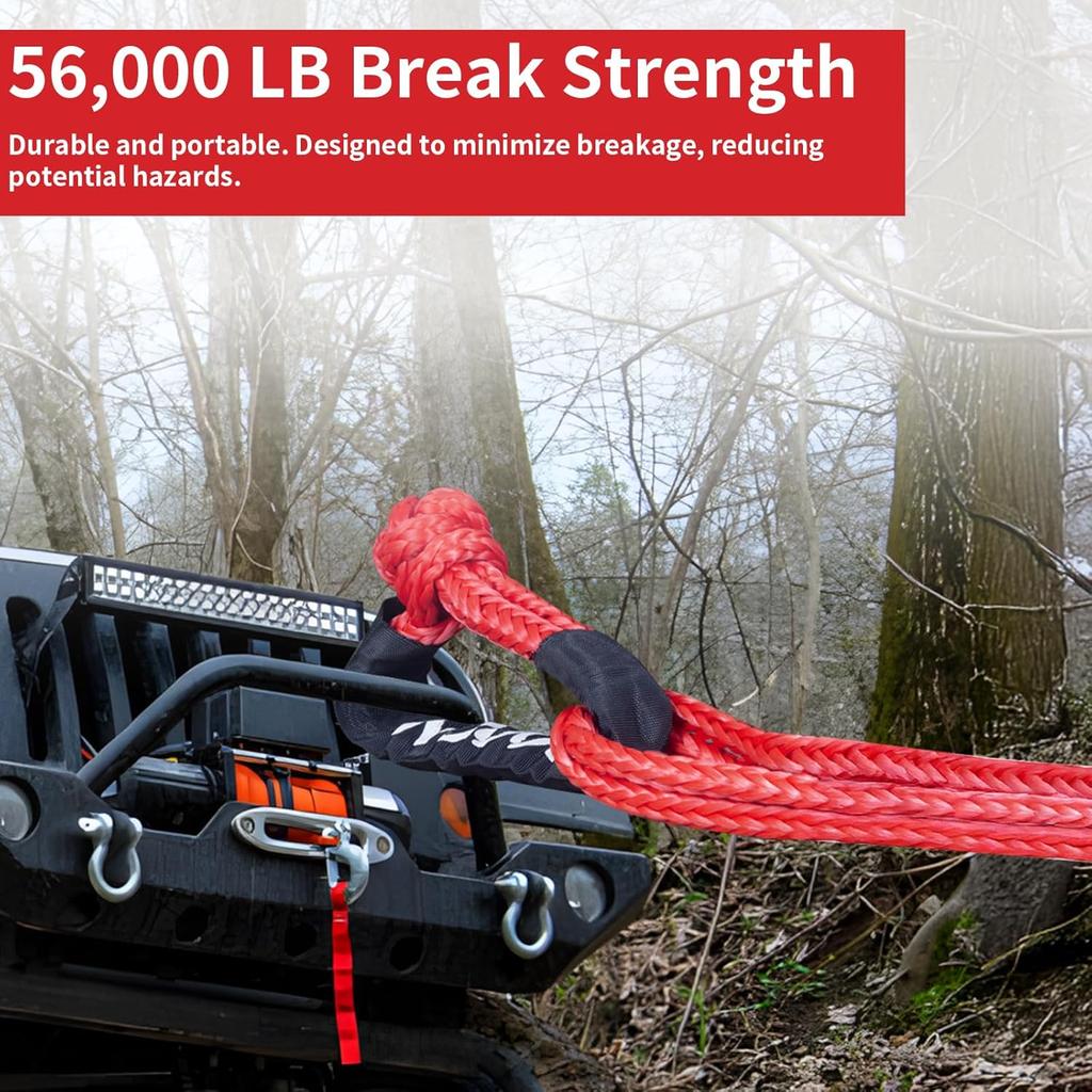 Soft Shackle,Synthetic Soft Shackle 0.8" X 24" Light Weight (56,000 LBS Breaking Strength) With Extra Sleeves For ATV Sailing SUV Off Road Towing