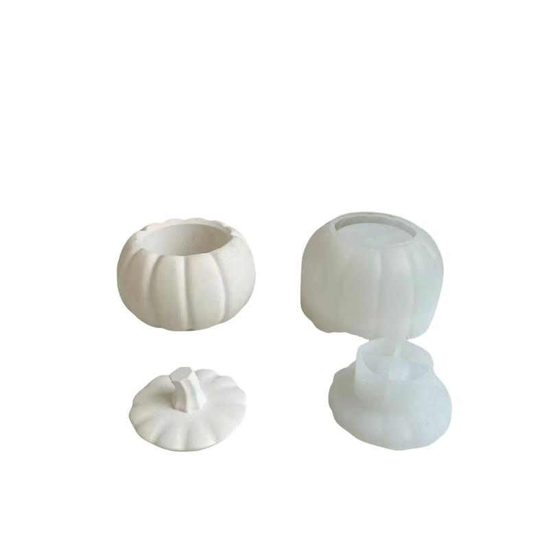 1set Halloween Pumpkin Candle Holder Silicone Mold DIY Wax Container Making Home Aromatherapy Gypsum Decorative Item Storage Jar