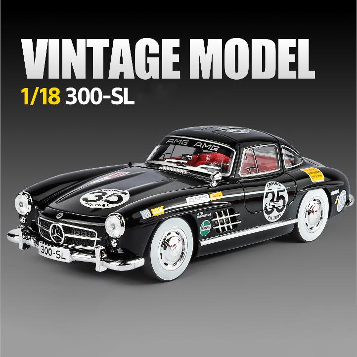 EFVAK1 NEW 1:18 Benzs 300SL Alloy Car Model Sound and Light Pull Back Children's Toy Collectibles Birthday Gift
