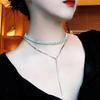 European & American Multi-layer Diamond Claw Tassel Necklace