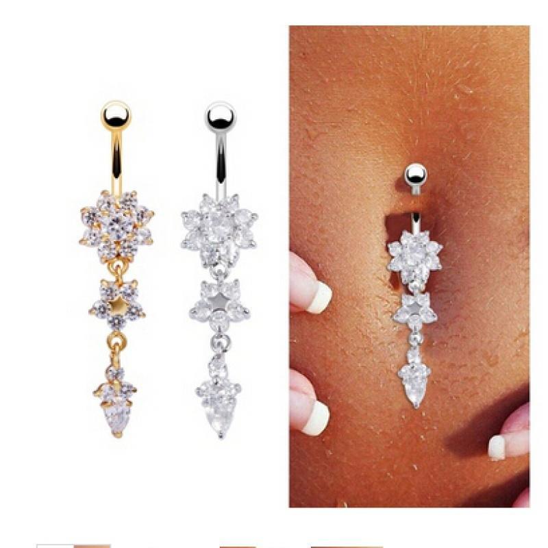 Women's Heart Rhinestone Dangle Belly Ring Body Piercing Navel Jewelry Flowery Women's Heart Rhinestone Dangle Belly Ring Body Piercing Navel Jewelry Flowery