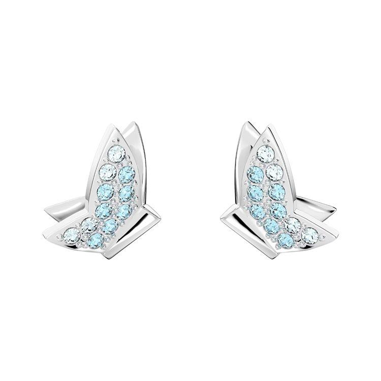 Swarovski Lilia Fashion Trendy Exquisite Butterfly Rhodium Plated Earrings Women earrings Silver 5662183 Box (Random Color)