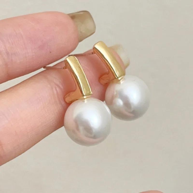 Temperament Imitation Baroque Pearl  Drop Earrings for Women Elegant Shiny Cubic Zirconia Wedding Delicate Jewelry Gifts