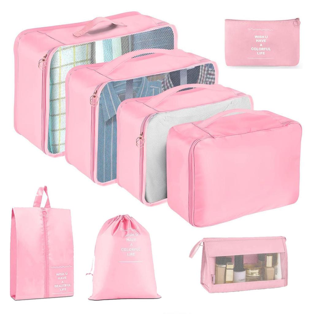 Seven-Piece Travel Storage Set: Wash Bag, Clothes, Underwear Organizer & Folding Sub-Pack