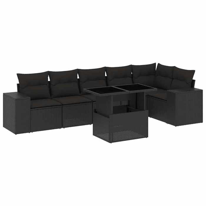 VidaXL Garden Lounge Set 7 Pcs with Cushions Black Wicker 3269175