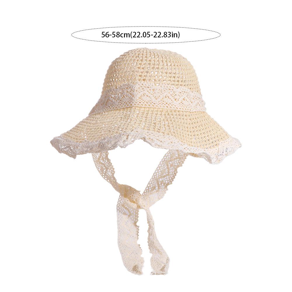Lace Big Brim Sun Hat Pastoral Style UV Protection Cap Foldable Women Straw Hat  Girls