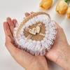 Scatola portafedi portatile a forma di cuore con decorazione in pizzo, cuscino per fedi nuziali, interno in morbida schiuma, cestino per anelli con maniglia per il trasporto