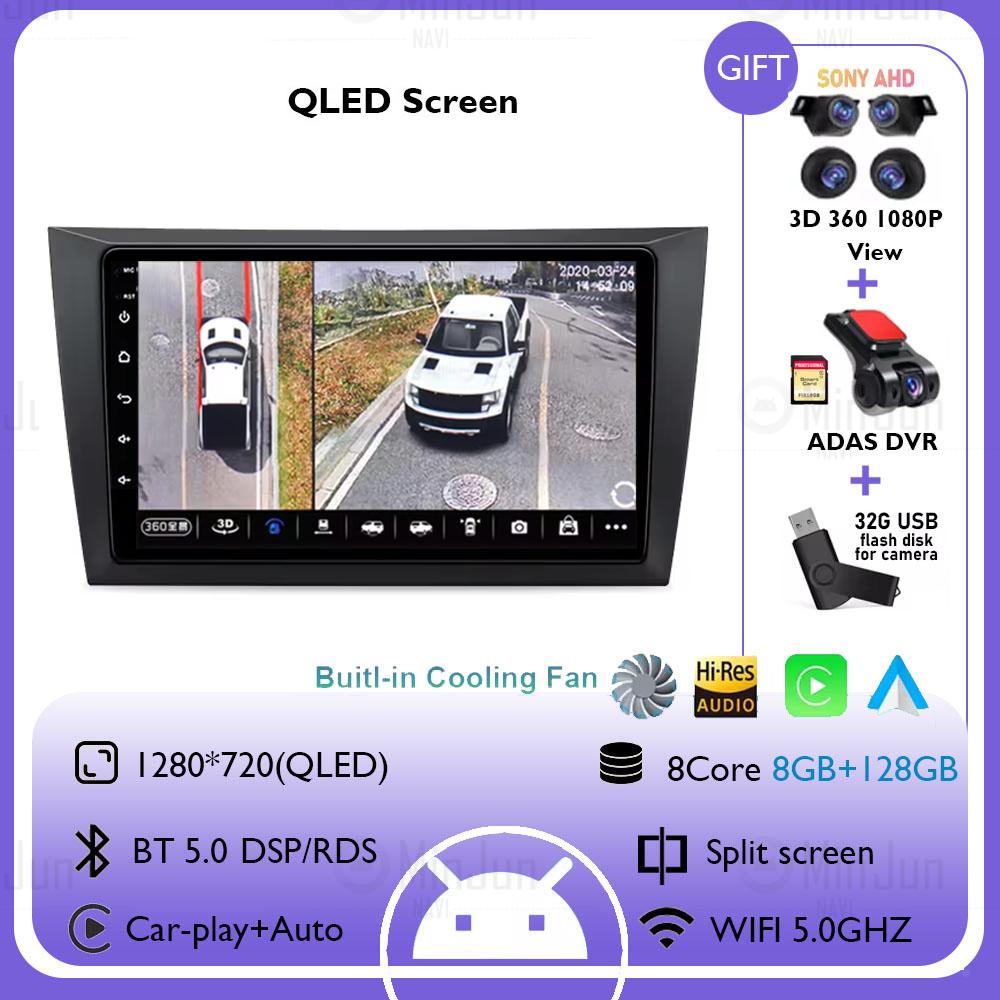 9" Android 14 Car Radio For Volkswagen VW Golf 6 MK6 GTI 2008-2016 Wireless Carplay Auto Radio Car Multimedia 4G DSP No 2 Din