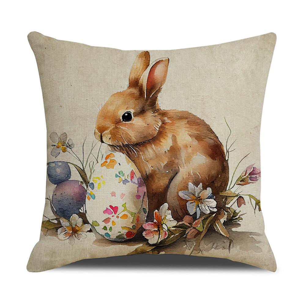 Neuer Oster-Kissenbezug Frühling Beliebt Retro Hase Dekokissen Sofa Kissenbezug