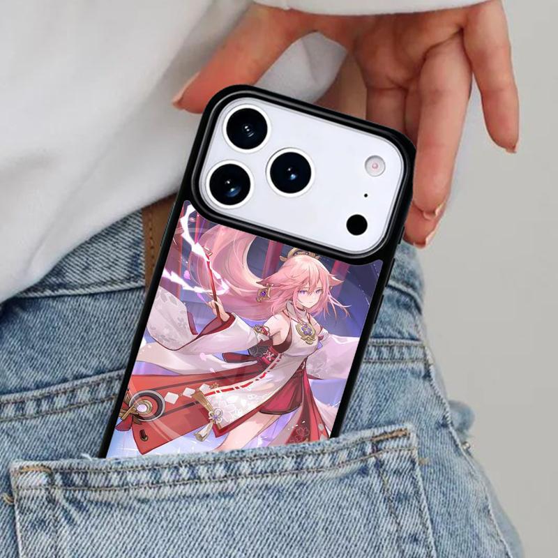 

Genshin Impact Yae Miko Phone Case for iPhone 16e 15 14 13 12 17 Pro Max Plus Air 17pro Cover Coque iPhone17