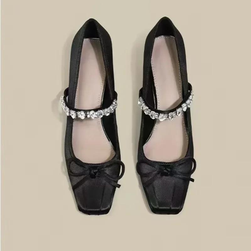 

Fashion Elegant Woman Heeled Shoes 2025 New Brand Shoes Female Slip on High Heels Fashion Party Bow Tie Crystal Square Toe Pumps Women 35