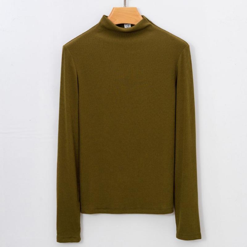 Nouă primăvară, vară, toamnă, cu gât rotund, cu mânecă lungă, tricou simplu, de înaltă calitate, pentru femei, tricouri de bază elastice, topuri casual pentru femei, tricou subțire