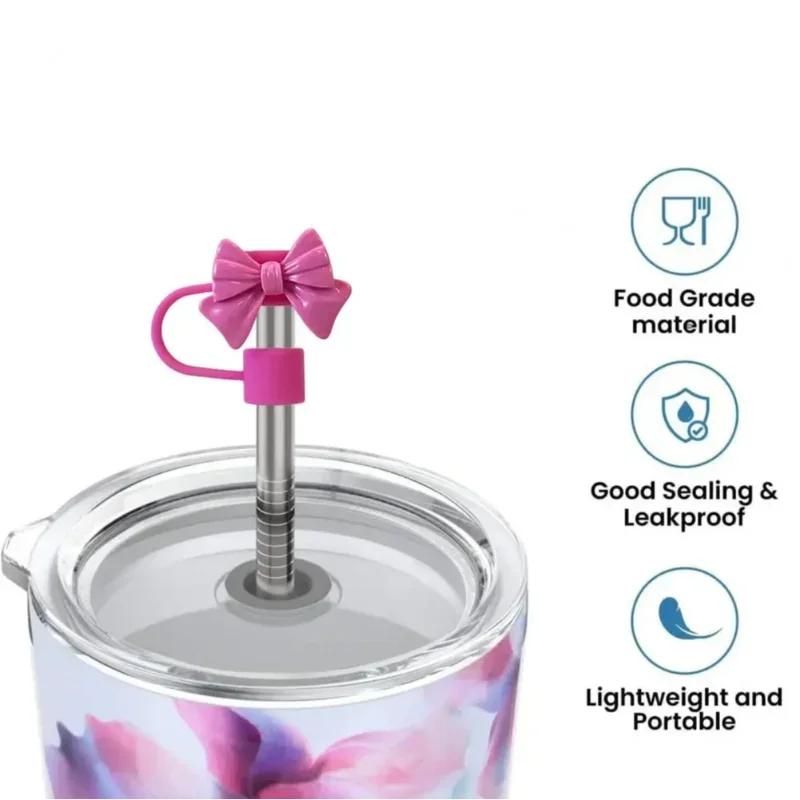 New Cute Bow Straw Cap Covers Silicone Straw Toppers Cap For Stanley Cups Accessories Straw Dust Cap For 10mm Diameter Straws