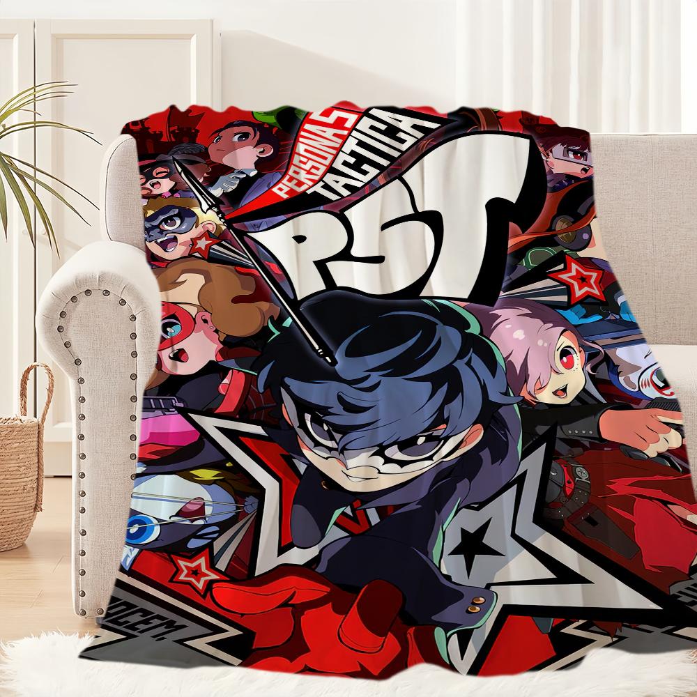 Game Cool 5 Cute Blanket Plush Nap Sofa Rug P-Persona for Living Room Warm Office Bedroom Birthday Home Travel Kid Gifts