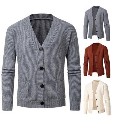 Neuer Herbst- und Winterstil Herren Einfacher einfarbiger Pullover Trendige Strickjacke Jugendstrickjacke