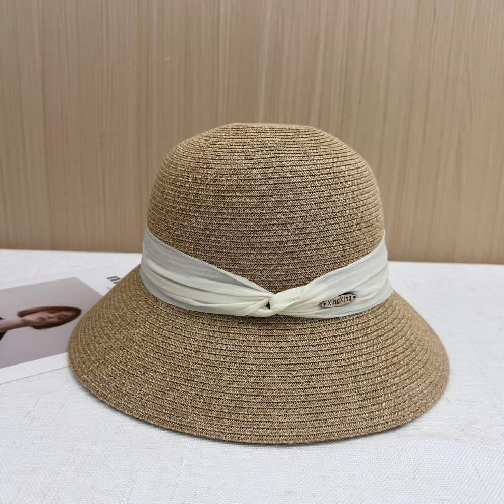 High brand Hepburn wind big eaves sunshade sun protection straw hat women summer travel seaside beach straw fisherman sun hat