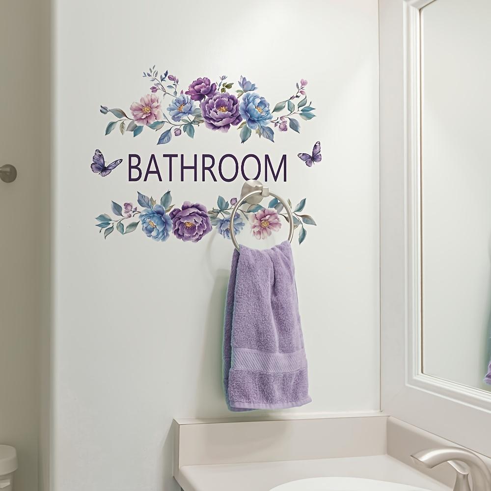 1pc Creative Floral Bathroom Slogan Wall Sticker for Bedroom Entrance Home Decor Self-Adhesive