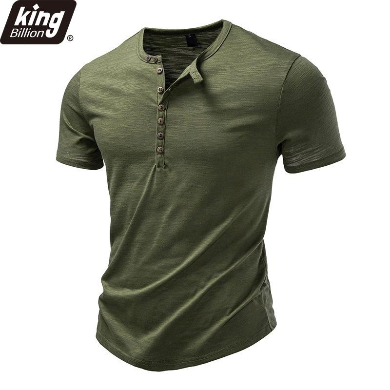 Heren T-shirt met korte mouwen en Henley-kraag, 7 knopen, ronde hals, slim fit, gemêleerd katoen, casual basic top