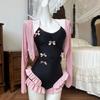 2026 Conjunto de Biquíni Feminino Boho com Amarração no Pescoço Cintura Alta Sexy Duas Peças Roupa de Banho Verão Férias na Praia Estampado Listrado