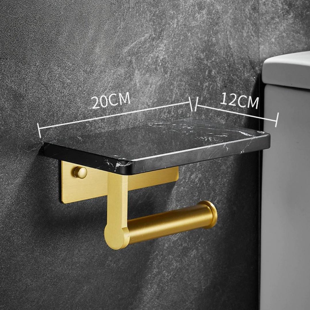 Black Marble Bathroom Paper Holder with phone Holder Brushed Gold Paper Roll Holder Tissue Holder Rack Toilet Paper Holder