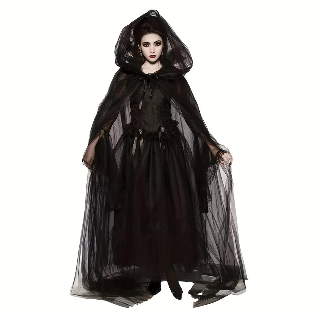 1/2pcs Halloween Witch Cape Elegant Masquerade Events Cloak Double-Layer Cosplay Vampire Costume Accessory for Themed Party Robe