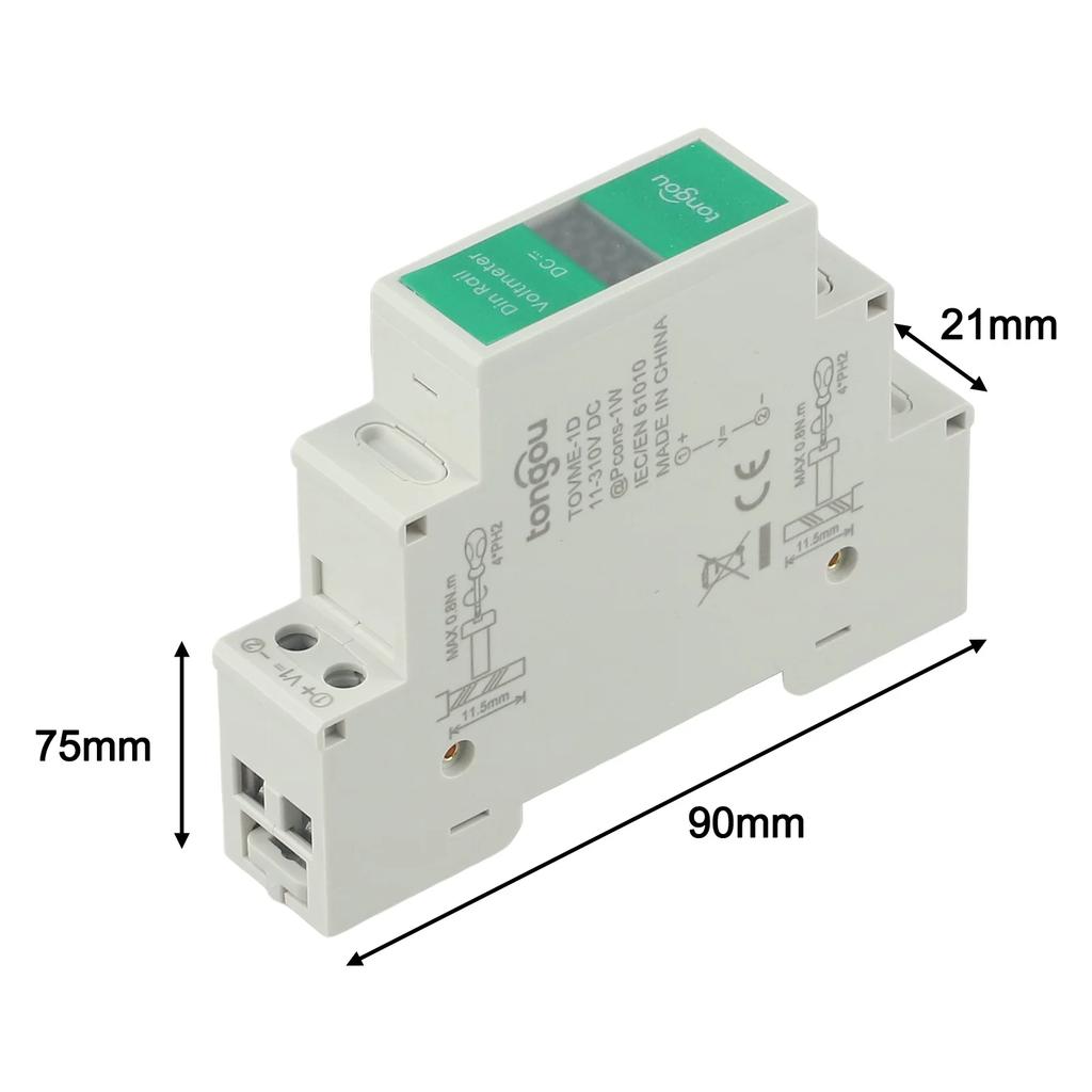 Din Rail Mount Single Three Phase Voltage Meter Ac 60-450V Mini Modular Voltmeter Gauge Indicator LED Digital Display Detector