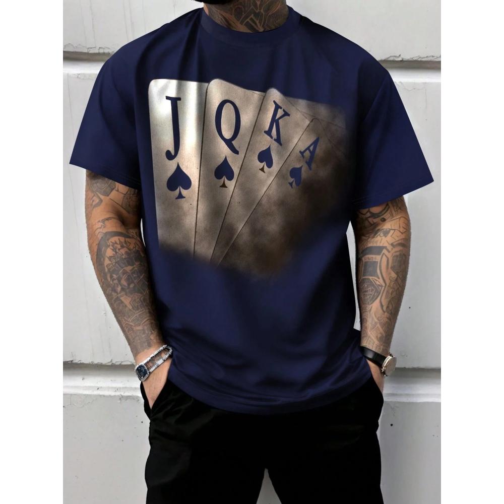 2025 3D Poker Printing Men's Fitness T-shirt Urban Fashion Men's Short-sleeved Top Summer Daily Casual Men's Short-sleeved Top