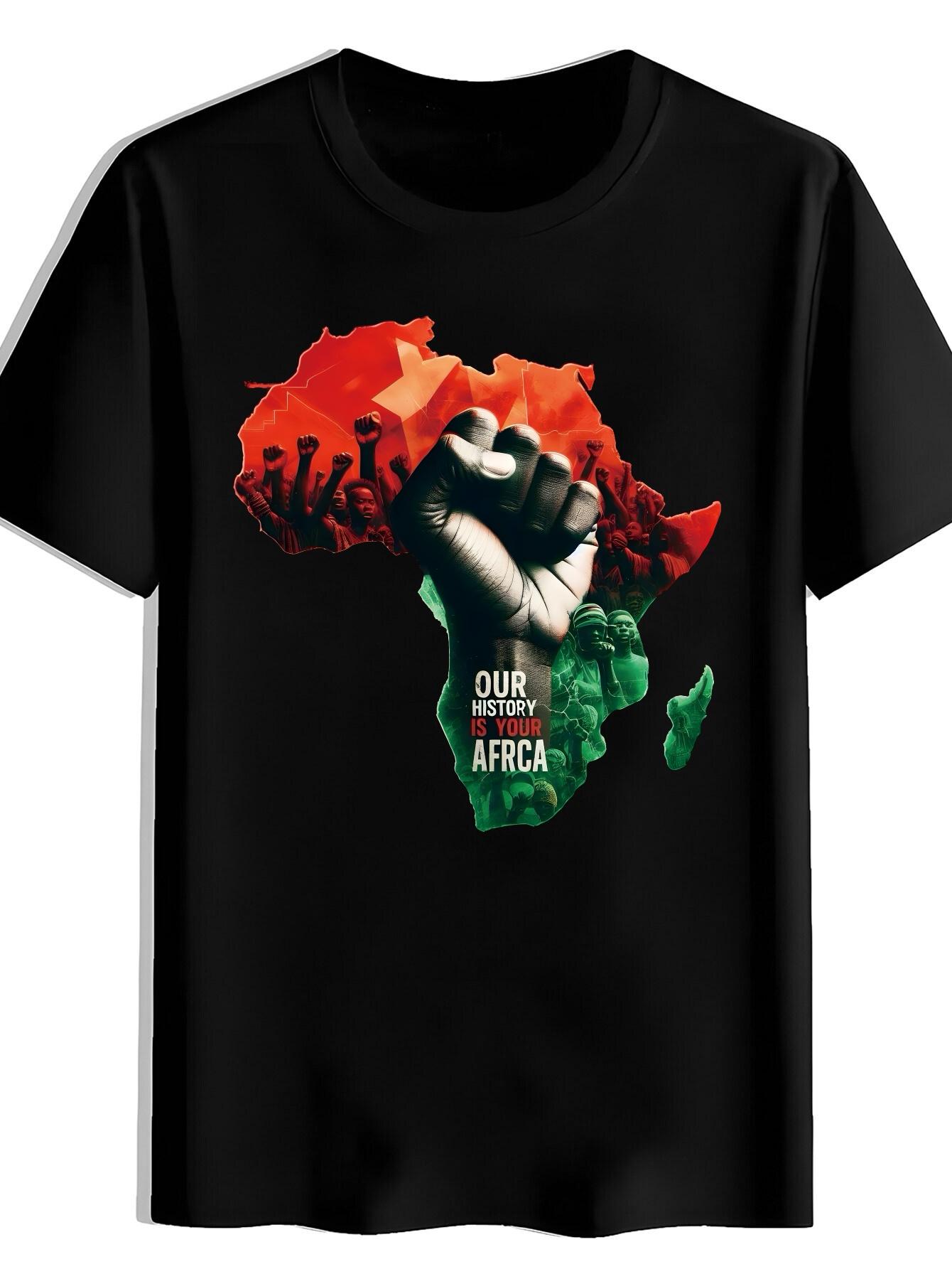 T-shirt African Continent Shape Red Background Print | Summer XS