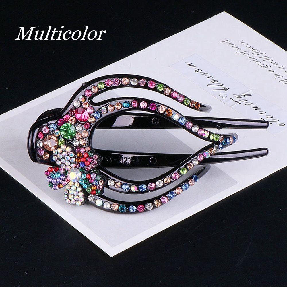 Shiny Hairpins Flexible Headwear Rhinestone Hair Clip Heart  Flower Acrylic Hollow Claws