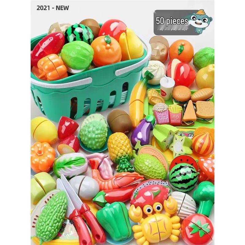 Kids' Velcro Fruit & Veggie Cutting Set - Magnetic Dollhouse Toy for Boys & Girls