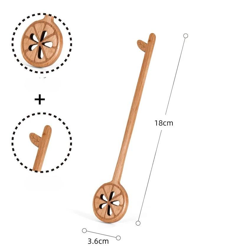 Creative Cartoon Animal Stirring Spoon, Lemon Leaf, Internet-famous Wooden Spoon, Nordic-style Ins Souvenir, Japanese and Korean Coffee Spoon