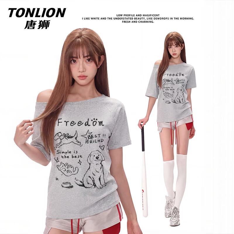 Женская корейская футболка TonLion с открытыми плечами XL