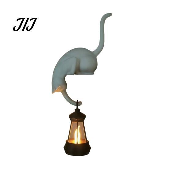 Gancio Decorativo a Forma di Gatto con Lanterna per Organizzazione Domestica, Gancio Decorativo da Parete Fatto a Mano Stampato 3D con Luce LED, Scaffale Creativo per Libreria Scrivania e