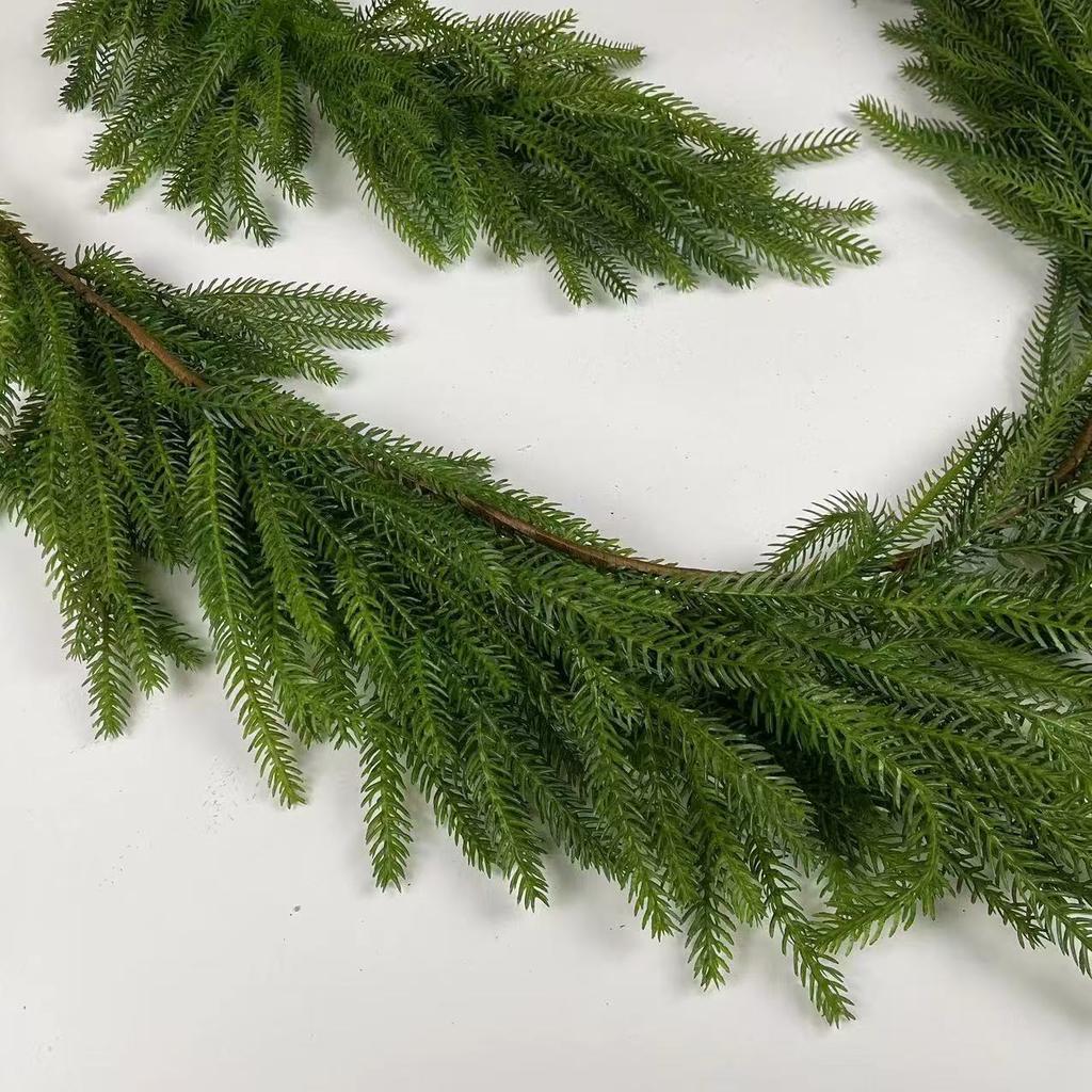 Artificial Norfolk Pine Garland-Greenery Wreath,  Plastic Hanging Decor for Table, Mantel, Wall, Indoor & Outdoor Christmas Deco